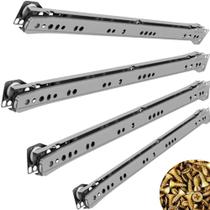 4 Corrediças Cinza Para Gaveta De 40cm 16 Pedaços + Parafusos