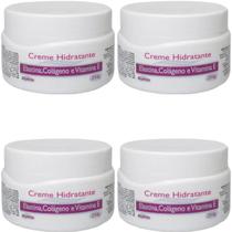 4 Creme Hidratante Alquimia Elastina Colágeno e Vitamina E Pote 250g
