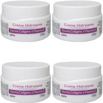 4 Creme Hidratante Alquimia Elastina Colágeno e Vitamina E Pote 250g