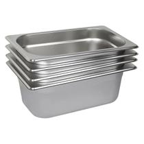 4 Cubas Gastronômica Buffet GN 1/4 100mm Aço Inox Sem Alça