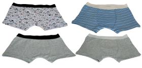 4 CUECA BOX BOXER INFANTIL KIDS ALGODÃO MENINO Forro Duplo Toque Macio