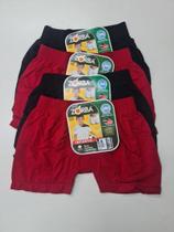4 Cuecas Boxer Infantil Algodão Zorba 678. Tamanho M(6 a 8 anos). 2 Vermelhas e 2 Pretas.