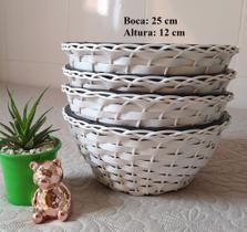 4 Cuia bacia vaso para plantas na cor branca grande 25 cm x 12 cm - NA - Decoração Rústica