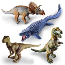 4 Dinossauros Mosassauro Rex Triceratops Velociraptor Vinil - Cometa