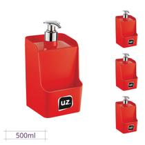 4 Dispenser Vermelho Quadrado Slin Porta Esponja/Sabão UZ