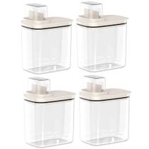 4 Dispensers para Produtos de Limpeza Amaciante e Sabão Líquido 1,5L Flow Bege Ou 4 Dispensers para Produtos de Limpeza Amaciante e Sabão Líquido 1,5L Flow Bege Ou