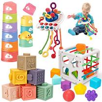 4 em 1 brinquedos sensoriais do bebê 6-12-18 meses, Montessori Pull S