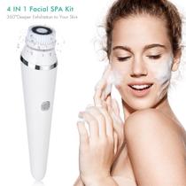 4 Em 1 ferramenta de limpeza facial escova sônica facial escova esfoliante escova facial SPA Kit Skin Beauty Machine com base Dispositivos de limpeza facial alimentados