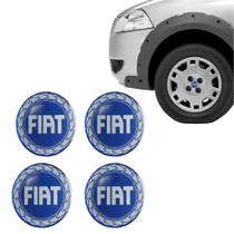 4 Emblema Adesivo Calota Fiat Resinado prata c/Azul