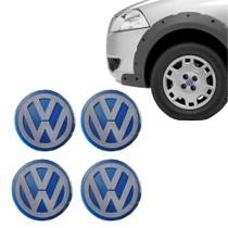4 Emblema Adesivo Calota Volkswagen Resinado Azul