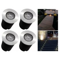 4 Embutido Solo 1w Balizador Led Blindado Ip67 Inox Spot Chão Piso
