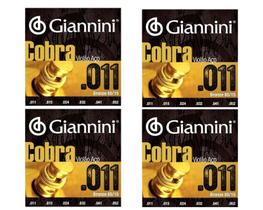 4 Encordoamentos para Violão Aço Giannini Cobra Geeflk 011