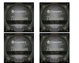 4 Encordoamentos Violão Nylon Giannini Média Titanium GENWTM