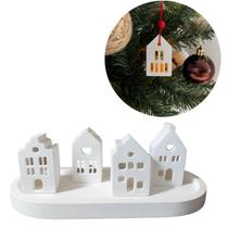 4 Enfeite Mini Casinhas Vila Natalina Decorativa Papai Noel