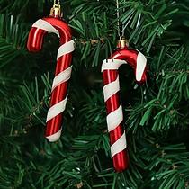 4 Enfeites Bengala Brilhante De Natal Plástico 15cm Premium