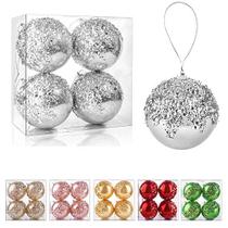 4 "enfeites de bola de Natal, 4pc conjunto de prata quebra decorações de Natal bolas de árvore para árvores de Natal decorações de festa de casamento