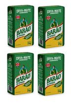 4 Erva Mate Chimarrão BARÃO NATIVA Vácuo Sem Glúten 1Kg