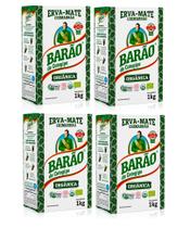4 Erva Mate Chimarrão BARÃO ORGÂNICA Vácuo Sem Glúten 1kg