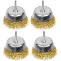 4 Escova De Aço Tipo Copo Com Haste 1/4 Ondulada 4pol Rayco