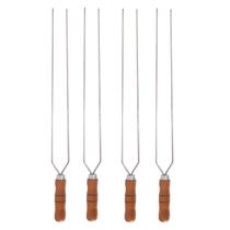 4 Espetos Duplo 70cm De Inox Cabo Madeira - Churrasqueira 4 Espetos Duplo 70cm De Inox Cabo Madeira - Churrasqueira