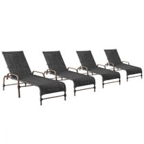 4 Espreguiçadeiras Reclinavel Catar Marrom Corda Nautica Trama Original