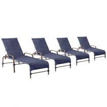 4 Espreguiçadeiras Reclinavel Catar Marrom Corda Nautica Trama Original