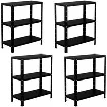 4 Estante Para Livros Sala Estoque Almoxarifado Escritório Loja 3 Bandejas De Aço Resistentes 60cm Armário Multiuso 4 Estante Para Livros Sala Estoque Almoxarifado Escritório Loja 3 Bandejas De Aço Resistentes 60cm Armário Multiuso