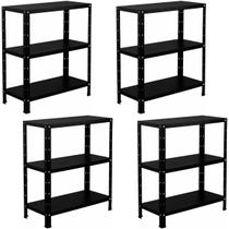 4 Estante Para Livros Sala Estoque Almoxarifado Escritório Loja 3 Bandejas De Aço Resistentes 60cm Armário Multiuso 4 Estante Para Livros Sala Estoque Almoxarifado Escritório Loja 3 Bandejas De Aço Resistentes 60cm Armário Multiuso