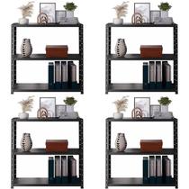 4 Estantes Armário De Aço 70cm Resistente 3 Bandejas Multiuso Para Quarto Sala Loja Livros Estoque Cozinha 4 Estantes Armário De Aço 70cm Resistente 3 Bandejas Multiuso Para Quarto Sala Loja Livros Estoque Cozinha