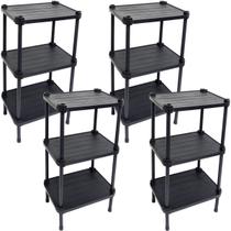 4 Estantes de Plástico Modular Multiuso 3 Prateleiras 1 Torre Preta Montável 39 Kg Qualyplas 4 Estantes de Plástico Modular Multiuso 3 Prateleiras 1 Torre Preta Montável 39 Kg Qualyplas