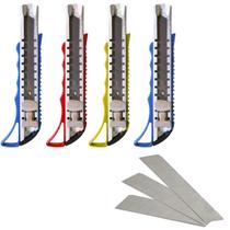 4 Estiletes Profissional Com Trava De Metal 18mm E Lâminas