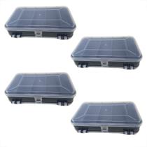 4 Estojo Organizador De Plastico Retangular 8 Div. Mini Double Case