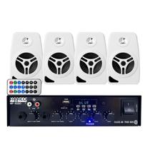 4 Falantes Branco Caixa Som Amplificador Mf9000 Bluetooth - FANFICO