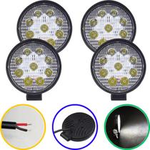 4 Farolete De Milha Led Redondo 9 Led 12v 24v 27w Fino Forte