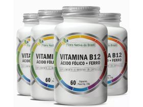 4 Ferro + Ácido Fólico + Vitamina B12 Metilcobalamina 60cps - Flora Nativa