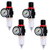 4 Filtros de Ar Eliminador de Água com Regulador de Pressão e Manômetro 1/4 Rotta 376 Afr-2000 4002
