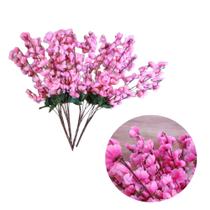 4 Flores De Cerejeira Artificial Buquê 7 Hastes Pessegueiro