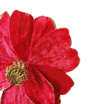 4 Flores de natal em tecido luxu vermelha com brilho 20cm 4 Flores de natal em tecido luxu vermelha com brilho 20cm