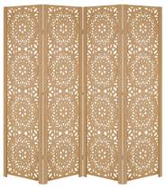 4 Folha Biombo Mandala Divisor Madeira Painel Mdf Cru Divisória Separador De Ambiente