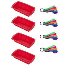 4 Formas P Pães Sortida Silicone e Medidora 5 Peças Cores