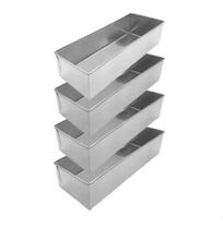 4 Formas P/ Pão De Forma 500g Sem Tampa Alumínio 30x10x10cm