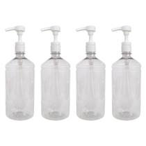4 Frascos 1000ml Para Álcool Gel Válvula Pump Profissional