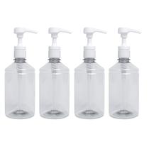 4 Frascos 500ml Para Álcool Gel Válvula Pump Profissional