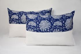 4 Fronha 100%algodão Estampado Azul Meio Branco Com Ziper