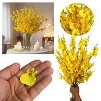 4 Galhos de orquídea chuva de ouro flor artificial 90cm Baixa Manutenção Realismo e Qualidade - DE8855