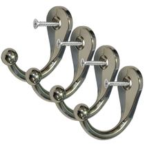 4 Ganchos Cromado Cabide Parede Toalha Vertical 4 Parafusos