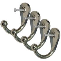 4 Ganchos Cromado Cabide Parede Toalha Vertical 4 Parafusos