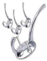 4 Ganchos Duplo Cabide Parede Metal Toalha Banheiro Parafuso