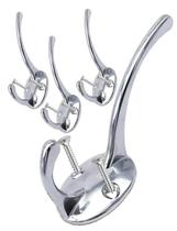 4 Ganchos Duplo Cabide Parede Metal Toalha Banheiro Parafuso