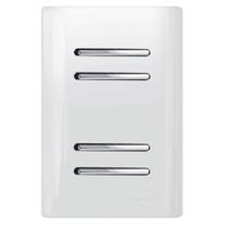4 Interruptores Simples Cromado com Placa 4x2 Branco - DC-1200172 - NOVARA